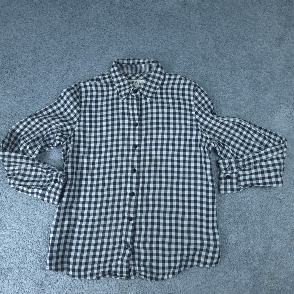 Orvis Shirt Boys 10-12 Black White Gingham Button Up Long Sleeve Cotton Casual